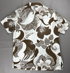 Vintage 70s Pykettes Women’s L Brown White Paisley Short Sleeve Retro Fashion