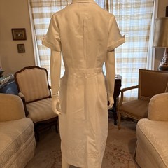 Vintage Nurse Waitress Uniform By Tiffs NY Embroidered Pockets Collar Sz L