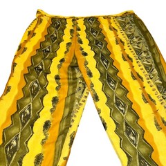 Vintage Fixation Womens Size 3X Plus Size India Pants Yellow Green Boho Wide Leg