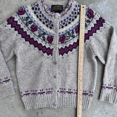 Vintage Eddie Bauer Sweater Nordic Fair Isle Snowflake Button Womens S Rose Wool
