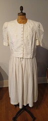 1992 Kathie Lee-Plaza South White 1 Piece ‘Jacket’ Dress SZ-16W Padded Shoulders