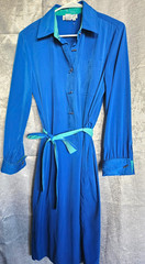 Vtg Schrader Shirt Dress blue 8p Long Sleeve 80s