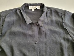 Oscar De La Renta Lightweight Black Polyester Blouse – Women’s 38/18W – Vintage