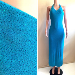 Vintage 70s Jody Maxi Gown 5 6 S Stretch Poly Sleeveless Halter Sparkle Disco