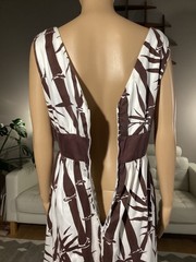 Vintage 60s 70s Ruth Clarage Hand Printed Tropical Maxi Dress Bamboo Sz 16