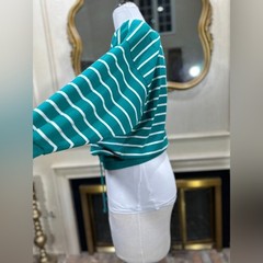 Vintage Jordache Top M Green Striped Henley Drawstring 80s Camp