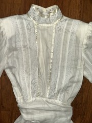 VTG 80s Gunne Sax Jessica San Francisco Ivory Lace High Neck Prairie Dress SMALL