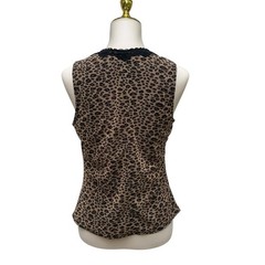 VTG Venezia Leopard Corset Top 14/16 Brown Lace Hook Eye Y2K Indie Sleaze Grunge