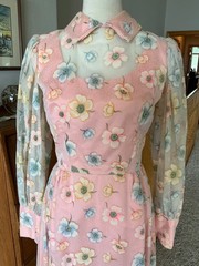 70s Dress Vintage Long Sleeve Pretty in Pink CUSTOM Made dress 1 of a kind!