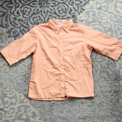 Vintage American Sweetheart by Haband 1/2 Sleeve Button Down Top Peach Large