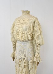 Antique 1905 Edwardian Ivory Tape Lace Summer Afternoon Tea Dress Gown