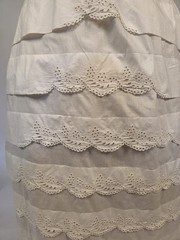 CIVIL WAR 1860’S WHITE PETTICOAT W PLEATING + EYELET EMBROIDERY + PENNED ID