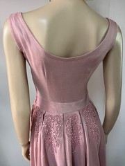 Vintage 1950s Beaded Hips Side Zipper Dusty Rose Faille Cocktail Dress Bust 34