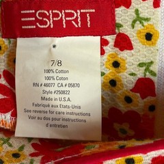 Vintage Esprit Floral Mini Dress 7/8 Red Orange Yellow Cotton 90s Made in USA