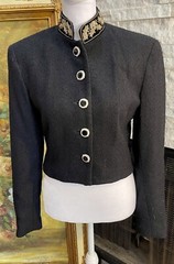 Vintage TAIGA Wool Bolero Cropped Military Look Trim Collar Size 2