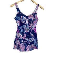 Vintage Rose Marie Reid Swim Bathing Suit Pin Up Blue 1960s Size 12