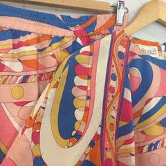 Vintage 1980s PIA RUCCI 2 pc 100% Silk Designer Pop Art Geometric 8 Pink Blue
