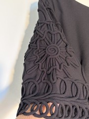 VINTAGE 1960’s Little Black Dress Appliqué Embroidery Sleeves ELEGANT MISS 12