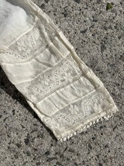 VTG Wounded 1900s Ivory Embroidered Cotton Lace Edwardian Tea Dress Size Small