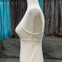 Vintage White Full Slip Lace Trim Adjustable Spaghetti Straps V-Neck Mid-Length