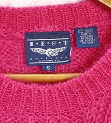 80s Vintage Fuzzy Mohair Blend Long Pullover Sweater Cable Knit Magenta Pink S/M