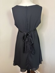 VTG La Belle Black Dress 90s LBD Lined Chiffon Satin Tie Back Babydoll Size 9