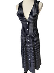 Vintage Polka Cot Midi Dress Sz 6 Cris Cross Back Made in USA