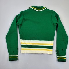 Vintage 1950s Varsity Cheer Sweater Womens USA Made Kelly Green Virgin Wool 60s