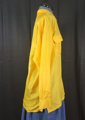 Vintage Bonjour Yellow Oversized Silk Blouse w Button Down & Flap Pockets Size M