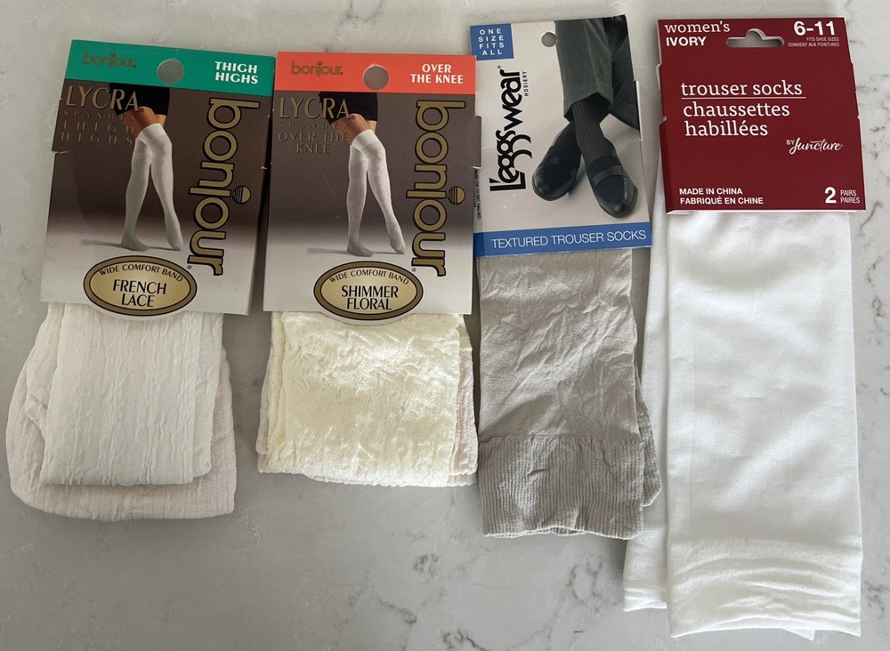 NEW Lot Leggs Wear Hosiery Trouser Sock Women’s VINTAGE Size Fits All Bonjour 9