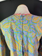 Vintage 1970s Homemade Housedress Zip Back Paisley Pockets Ric Rac Trim
