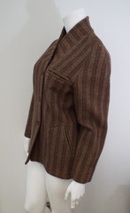 Vintage 1980s Thierry Mugler Wool Tweed Blazer Jacket 40 Italy Brown Red