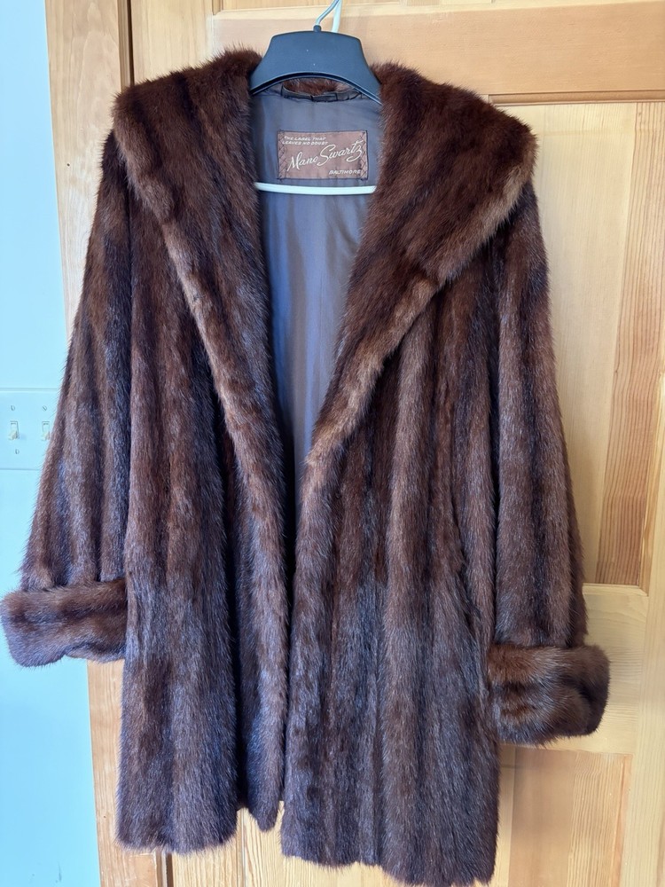 Mano Swartz Baltimore Women’s Vintage Brown Fur Coat Regular Size Monogram RWK