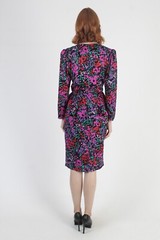 Vtg Retro Bright Color Silk Dress Wear To Work Secretary Peplum Peck Peck Mini