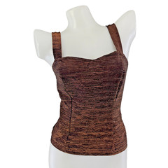 vtg 90s FORMULA X Brown Bronze Copper METALLIC Tank Top Club Delias S USA Y2K