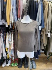 Vintage Cashmere Blend Brown Sweater with Rhinestones and Beads— Small