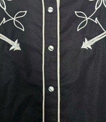 Panhandle Slim Western Pearl Snap Embroidery Black Shirt Rodeo Women Sz L USA