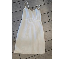 Vintage Snip-It White Full Slip 36 Nylon Dacron Adjustable Straps Scalloped Hem