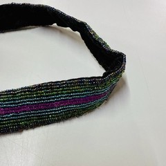 Vintage 80’s 90’s Beaded Belt Adjustable Hook Closure Sneak Head 37.5” Long