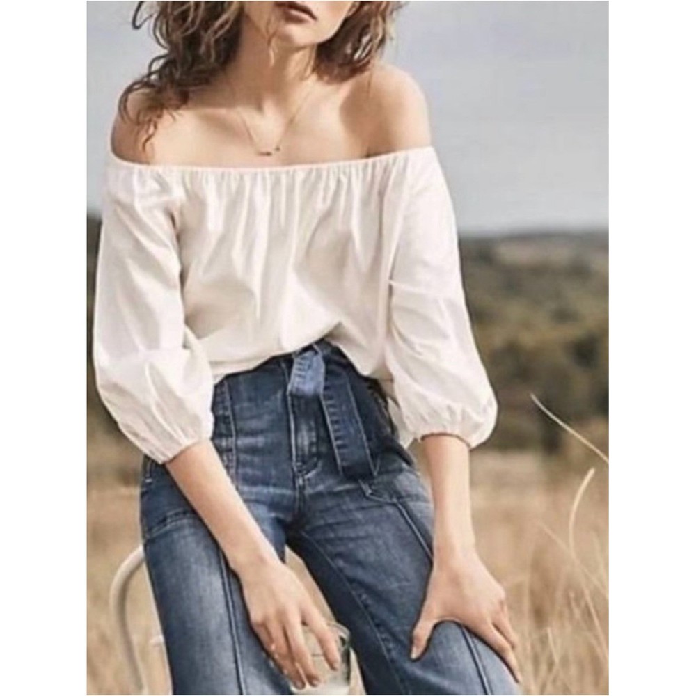 Anthropologie Holding Horses Off The Shoulder Balloon Sleeve Top Sz Small