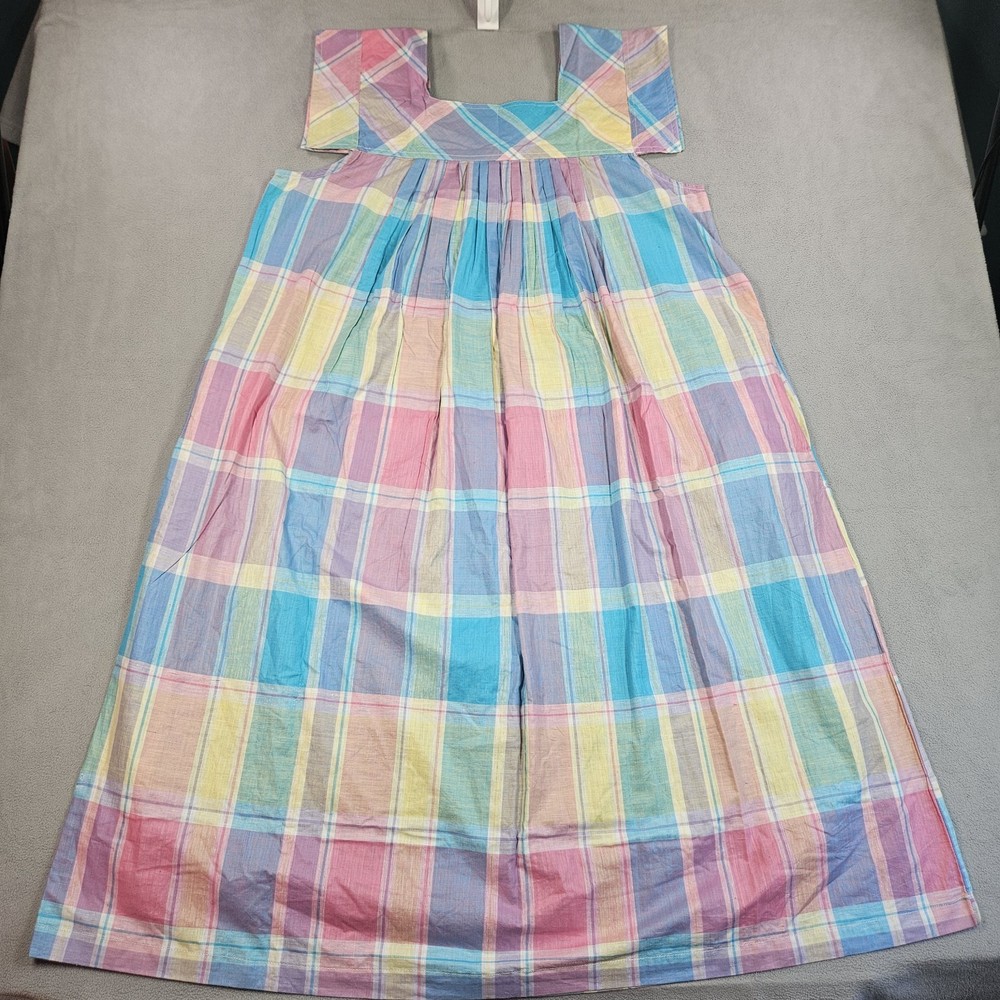 VTG Phases Nightgown Womans L Plaid Muumuu Kaftan House Dress Prairie Cottage