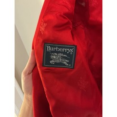 Burberrys Vintage Red Wool Skirt Suit Double Breasted Blazer Pleated Skirt Sz 6