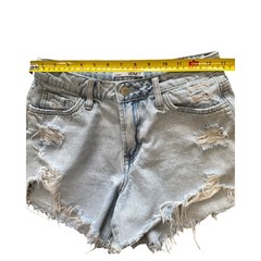 Vervet Distressed Denim Jean Shorts Light Wash Eyelet High Rise Casual Summer