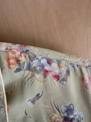 Vtg 1940s-50s High Waist Wide Leg Cotton PJ Set Side Buttons + Rayon Floral Top