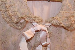 Vintage Robe & Nightgown Chantilly Lace Matej Odette Barsa Pink Ecru Medium