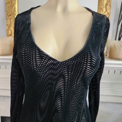 90s Helen David Devoré Velvet Burnout Black Maxi Dress Sz 8 Goth Dark Romantic