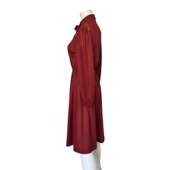 Vintage 70s Checkaberry Dress Red Long Sleeve Pussybow Union Made