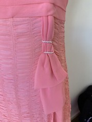 50,s Fab Coral Pink Ruched Gown. 34/28/36