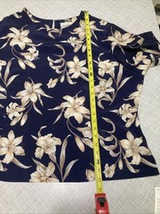 Vtg 90s Jaclyn Smith Floral Skirt Blouse Set Plus 24W 26W Navy Lily Flowy Summer
