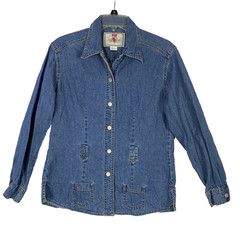 VTG Levi’s Shirt Jacket 90s Women’s Size S Blue Tab Belt Loops Snap Front pocket